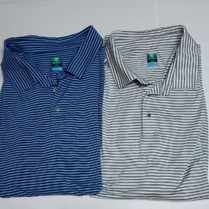 Pro Tour Men's Striped Golf Polo Shirt Set - Blue and Gray